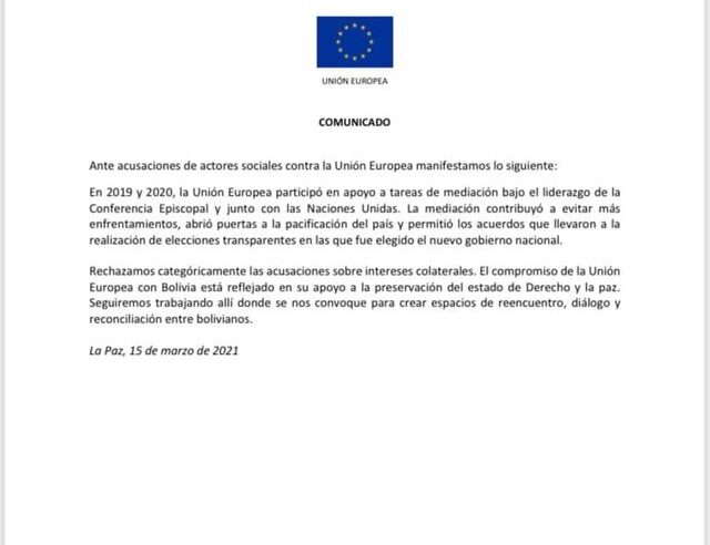 UE rechaza acusaciones sobre intereses colaterales